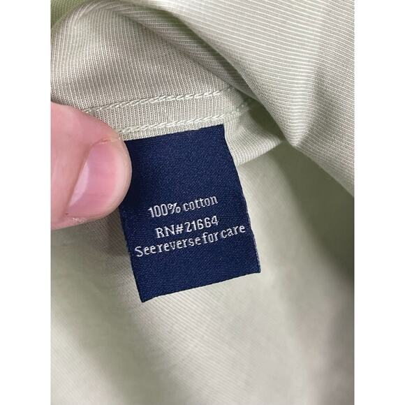 Croft & Barrow Shirt Mens 34 / 35 Button Down 17.5 inch Green Solid Non Iron - Picture 7 of 11